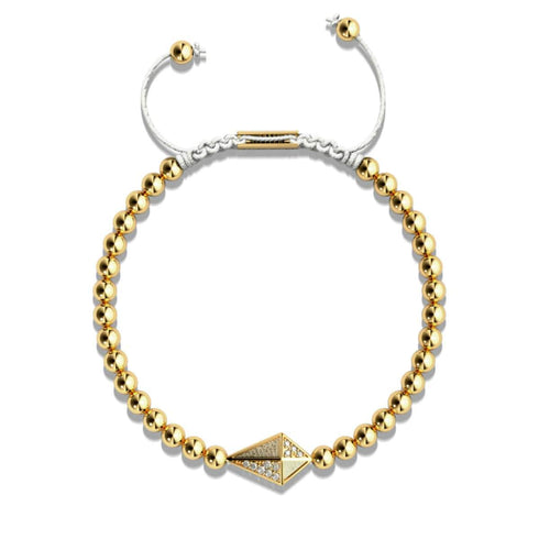 Cerf-volant | Or 18 carats et crème | Bracelet Charmballa en Cristal de Macramé